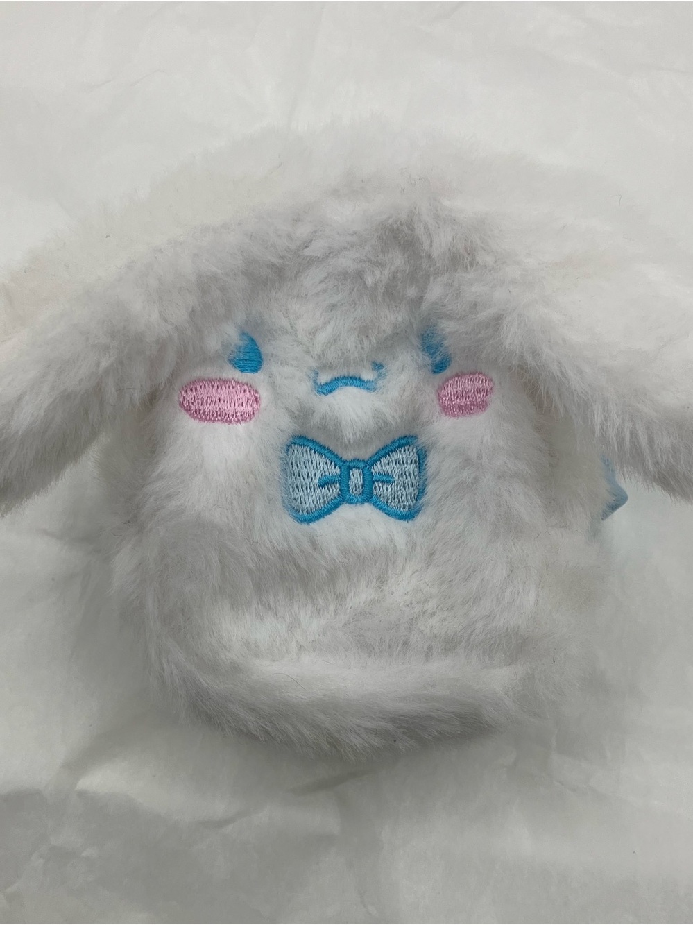 Cinnamoroll Sanrio miniature backpack Cuddly White Bunny Plush  with Blue Bow